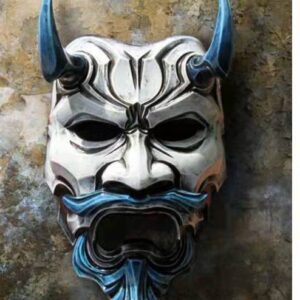 Masque Japonais Oni Blanc & Bleu