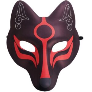 Masque Japonais Kitsune Noir et Rouge