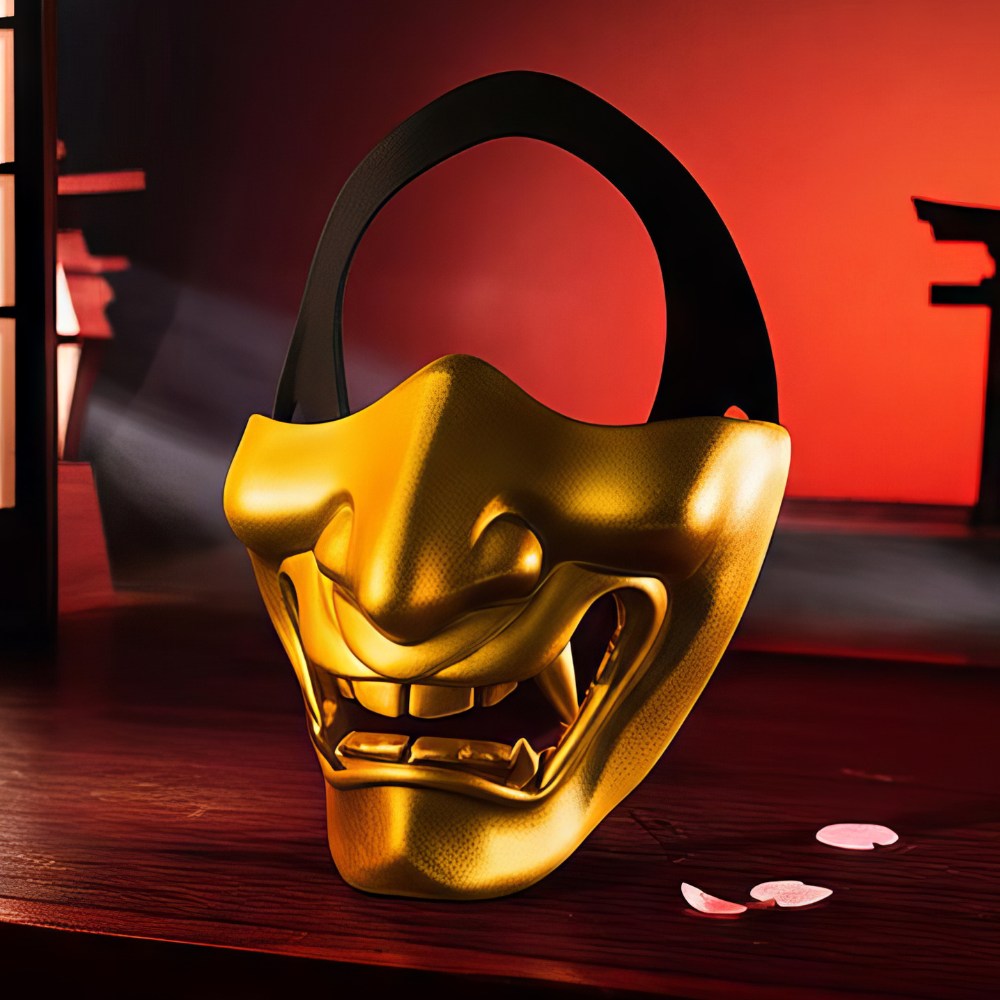 Demi Masque Japonais Hannya Jaune
