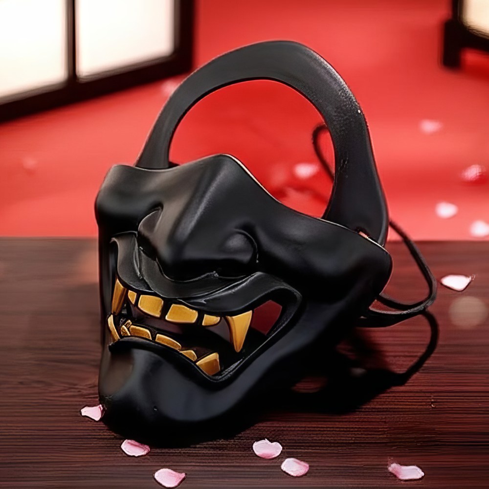 Demi Masque Japonais Hannya Noir