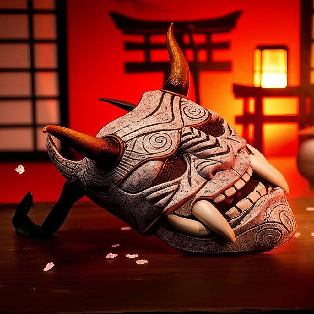Masque Japonais Oni Blanc