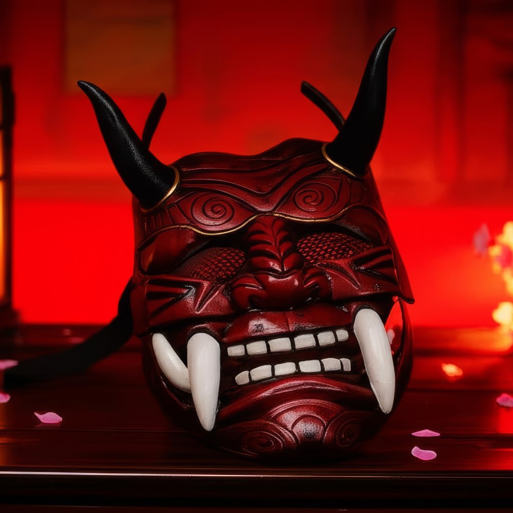 Masque Japonais Oni Rouge